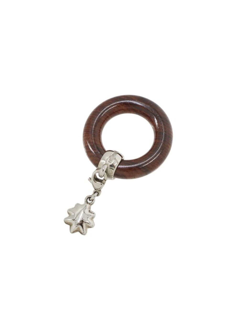 Hermes Scarf Ring Journey Through the Stars Exhibition Wood Silver Dark Brown